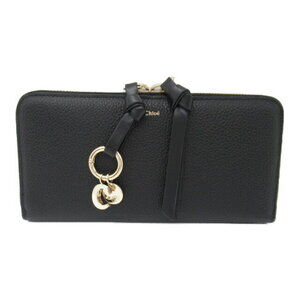Chloe round long wallet leather black